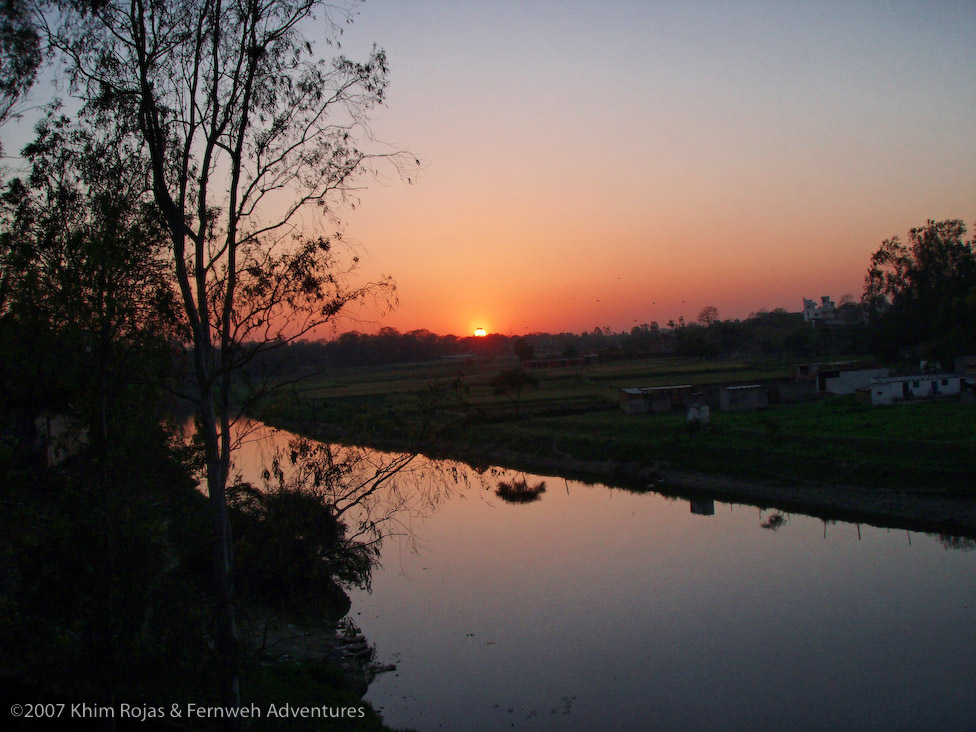 Sundown over the Varuna river, Varanasi