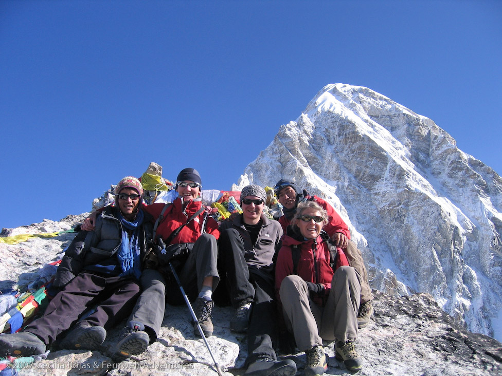 Netra, Helen, David, Cecilia and Dawa on Kala Patar